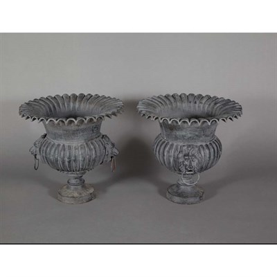 Lot 231 - Pair of Painted Iron Garden Urns Height 21...