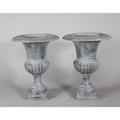 Lot 428 - Pair of Iron Garden Urns Height 29 inches.
