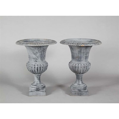 Lot 641 - Pair of Iron Garden Urns Height 29 inches.