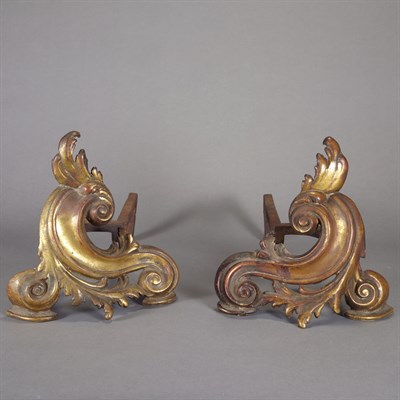 Lot 363 - Pair of Louis XV Style Gilt-Bronze Chenets...
