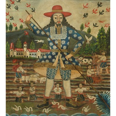 Lot 85 - Mexican School 20th Century Man with a Staff...