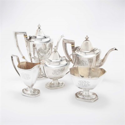 Lot 299 - American Sterling Silver Five-Piece Coffee and...