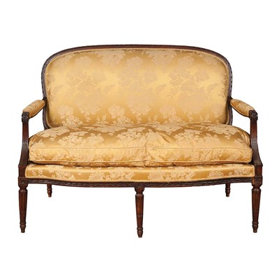 Lot 378 - Louis XVI Style Carved Mahogany Settee Late...
