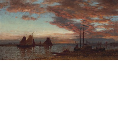 Lot 49 - Samuel Colman American, 1832-1920 Twilight on...