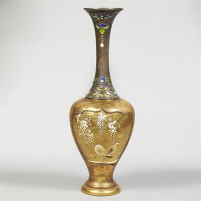 Lot 4 - Japanese Shibayama Silver Vase Meiji Period Of...
