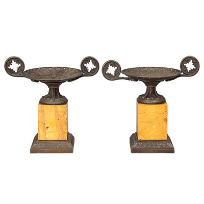 Lot 1346 - Pair of French Gothic Revival Bronze and...