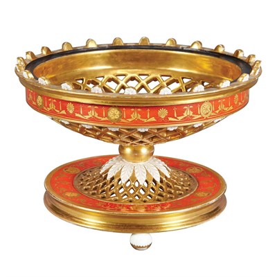 Lot 1297 - Gothic Revival French Porcelain Footed Basket...