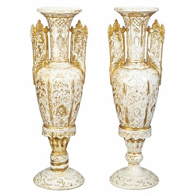 Lot 1446 - Pair of Paris Porcelain Alhambra Vases Mid...