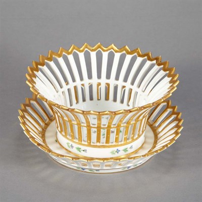 Lot 1304 - Paris Gilt Decorated Porcelain Basket and...
