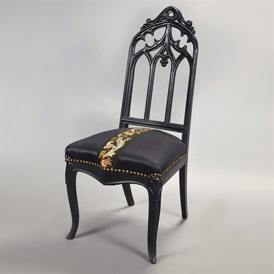 Lot 1310 - American Gothic Revival Carved and Ebonized...