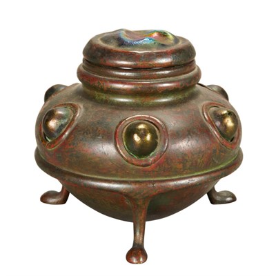 Lot 1377 - Tiffany Studios Bronze and Favrile Glass...