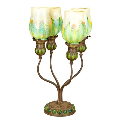 Lot 1362 - Tiffany Studios Bronze and Favrile Glass...