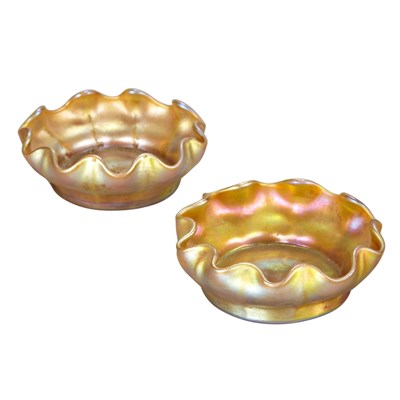 Lot 1382 - Two Tiffany Favrile Glass Salt Cellars Circa...