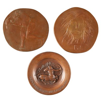 Lot 1602 - Two Bronze Plaques Leonard Baskin, American,...