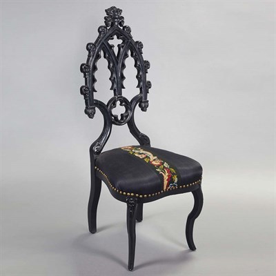 Lot 1513 - American Gothic Revival Ebonized Parlor Chair...