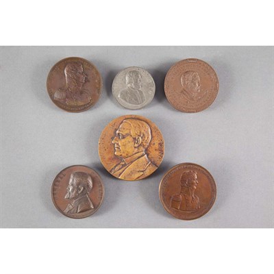 Lot 1573 - Group of Six Bronze Medallions Comprising a...