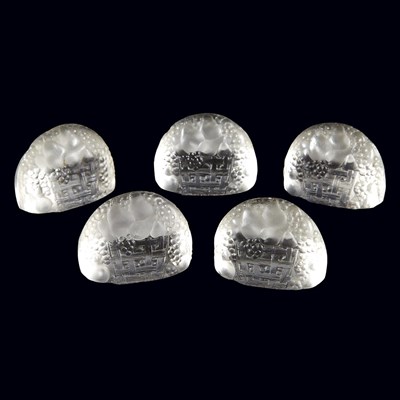 Lot 1431 - Assembled Set of Five Lalique Poires Frosted...