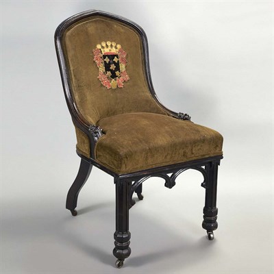 Lot 1583 - Gothic Revival Stained Oak Slipper Chair Mid...