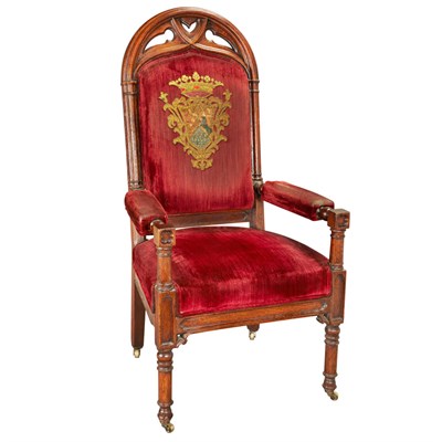 Lot 1298 - American Gothic Revival Carved Dark Stained...