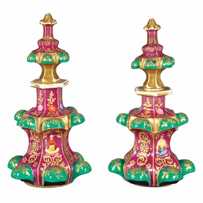 Lot 1478 - Pair of French Porcelain Scent Bottles Each of...