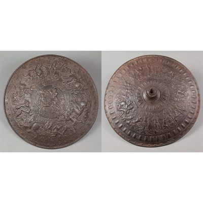 Lot 1571 - Two Roman Style Bronze Shields Each cast with...