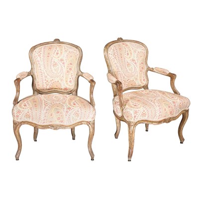 Lot 184 - Pair of Louis XV Painted Fauteuils a la Reine...