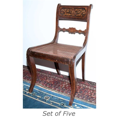 Lot 164 - Set of Five Regency Painted Side Chairs First...