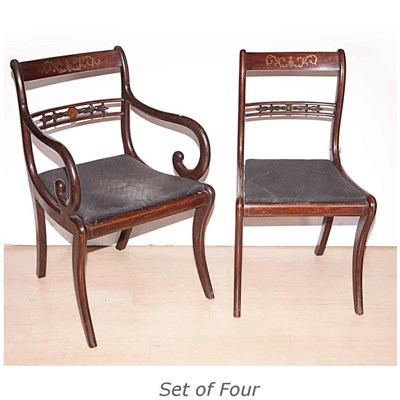 Lot 244 - Set of Four Regency Brass Inlaid Mahogany...