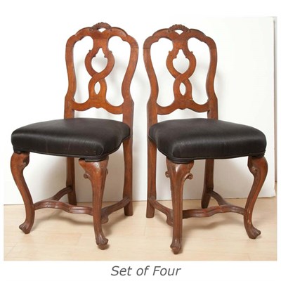Lot 124 - Set of Four Italian Rococo Style Walnut Side...