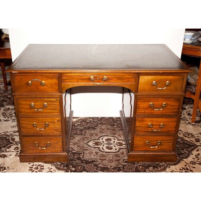 Lot 371 - George III Style Mahogany Double-Pedestal Desk...