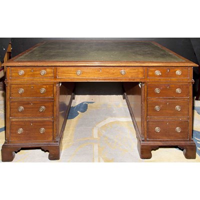 Lot 461 - George III Style Mahogany Double-Pedestal Desk...