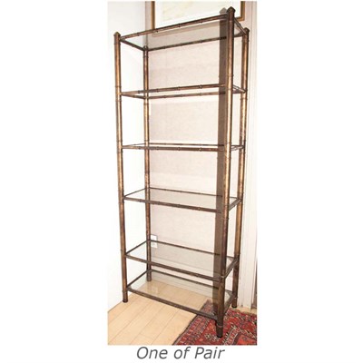 Lot 293 - Pair of Faux Bamboo Metal Six-Tier Etageres...