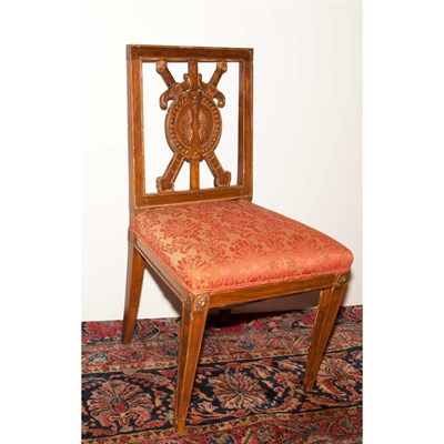 Lot 253 - Set of Six Empire Style Parcel Gilt Fruitwood...
