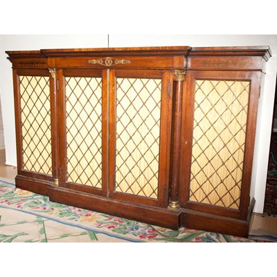Lot 240 - Regency Style Brass Inlaid Mahogany Four-Door...