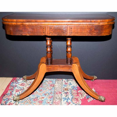 Lot 491 - Regency Inlaid Mahogany Fold-Over Card Table...