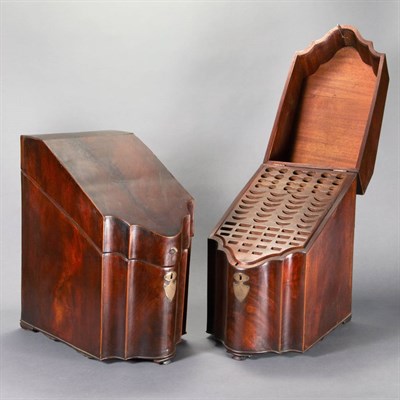 Lot 336 - Pair of George III Inlaid Mahogany Knife Boxes...