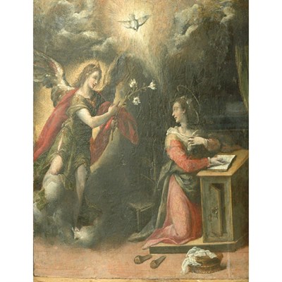 Lot 40 - Roman School 16th Century The Annunciation Oil...