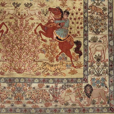 Lot 451 - Ind-Isfahan Hunting Rug India, contemporary...