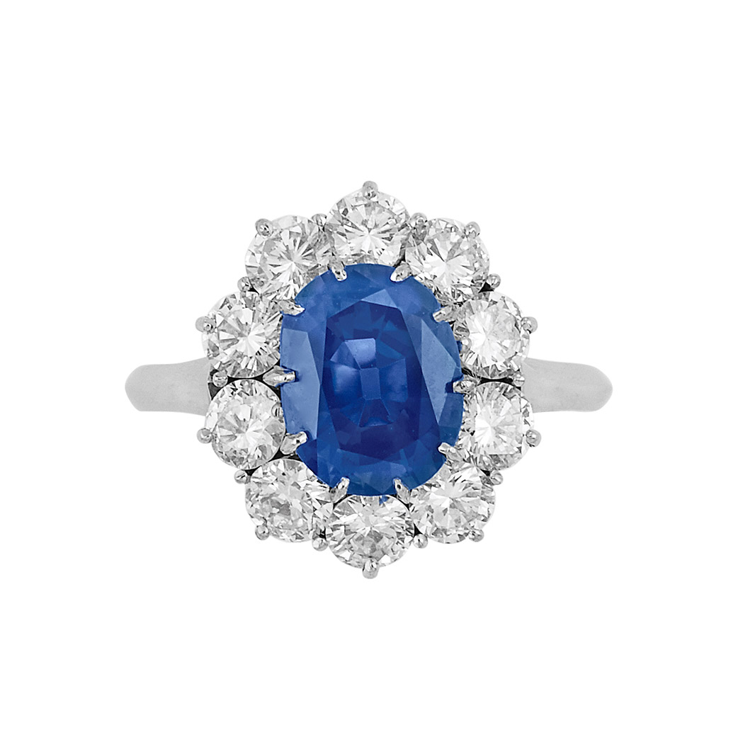 Lot 628 - Kashmir Sapphire and Diamond Ring