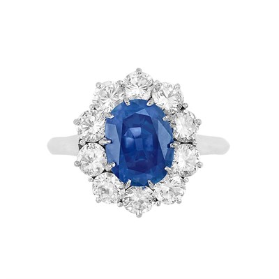 Lot 628 - Kashmir Sapphire and Diamond Ring