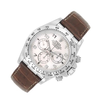 Lot 276 - Gentleman's White Gold and Mother-of-Pearl 'Cosmograph Daytona' Chronometer Wristwatch, Rolex