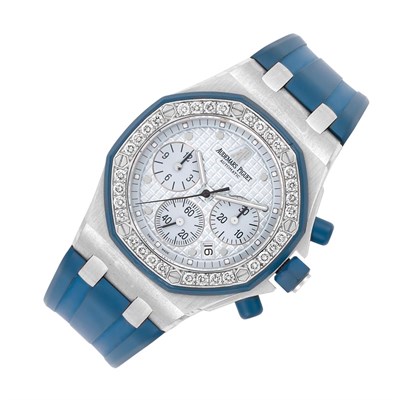 Lot 274 - Gentleman's White Gold and Diamond 'Royal Oak Offshore' Chronograph Wristwatch, Audemars Piguet