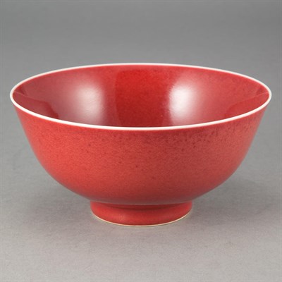 Lot 356 - Chinese Red Glazed Porcelain Bowl 20th Century...