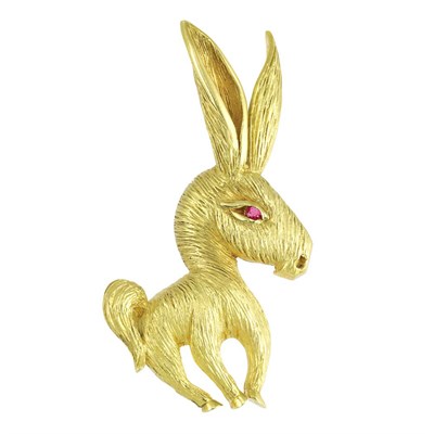 Lot 4 - Gold and Ruby Donkey Pin, Cartier