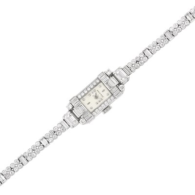 Lot 190 - Platinum and Diamond Wristwatch
