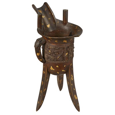 Lot 444 - Chinese Parcel Gilt Bronze Wine Vessel 18th...
