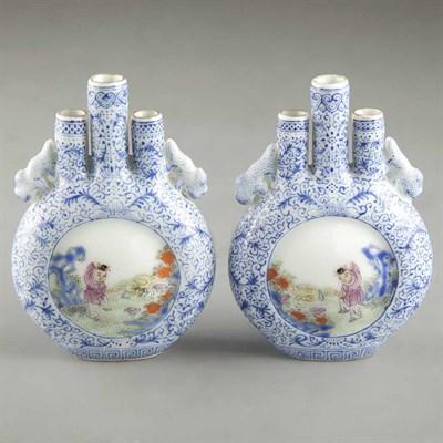 Lot 351 - Pair of Chinese Famille Rose Glazed Porcelain...