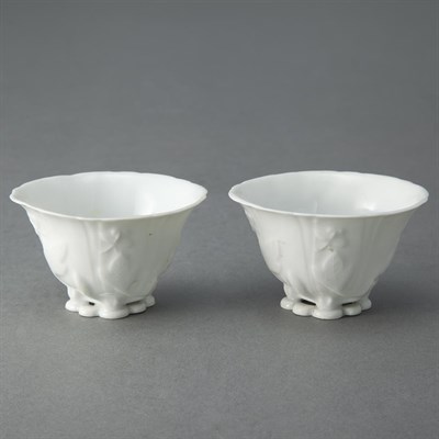 Lot 349 - Pair of Chinese White Glazed Porcelain Wine...