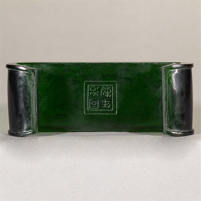 Lot 485 - Chinese Green Glass Brush Rest 19th Century Of...