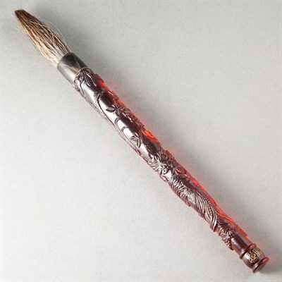 Lot 486 - Chinese Amber Glass Ink Brush 19th Century The...